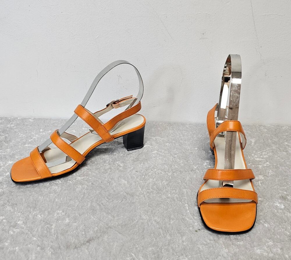Chadwick's Womens Orange Strappy Block-Heel Sandals-Size 7.5M